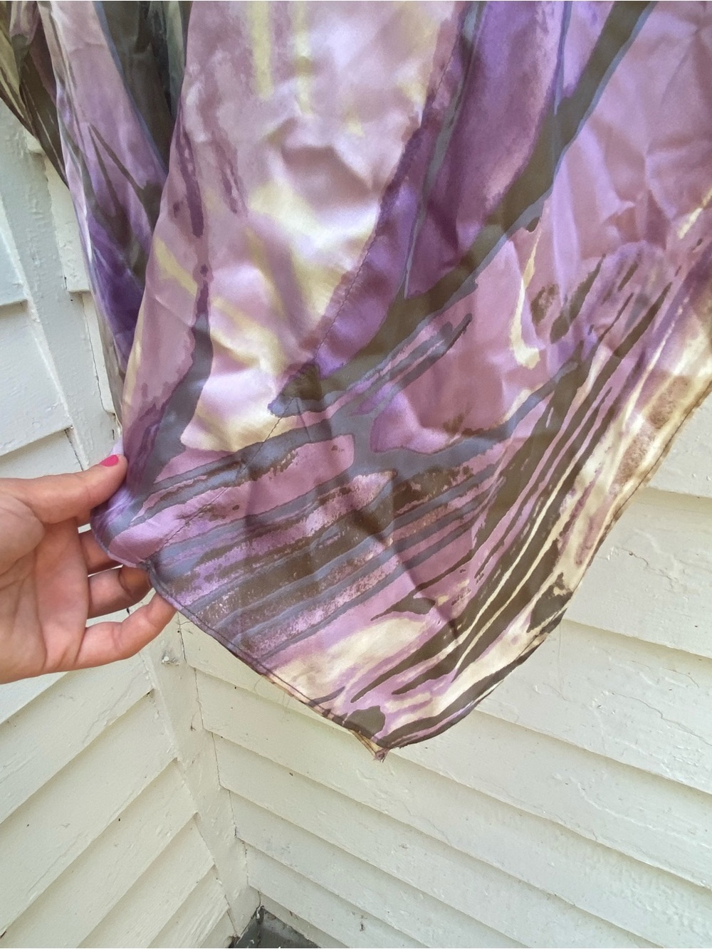 Chicos Purple and Taupe Women's Silky Batwing Artsy Top - Picture 6 of 8